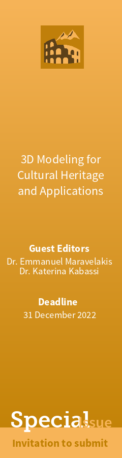 [Heritage] Special Issue “3D Modeling for Cultural Heritage and Applications”
